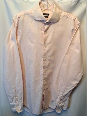 Suitsupply Size 15.5 L EU 39 7 Pink Cotton Two-Ply Spread Collar Dress Shirt